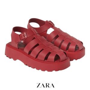 ZARA Kids | Red | MONOCHROMATIC CHUNKY FISHERMAN SANDALS